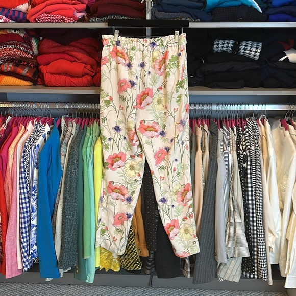 Express pink Floral Print ankle high rise Pants size S/P - Picture 3 of 3